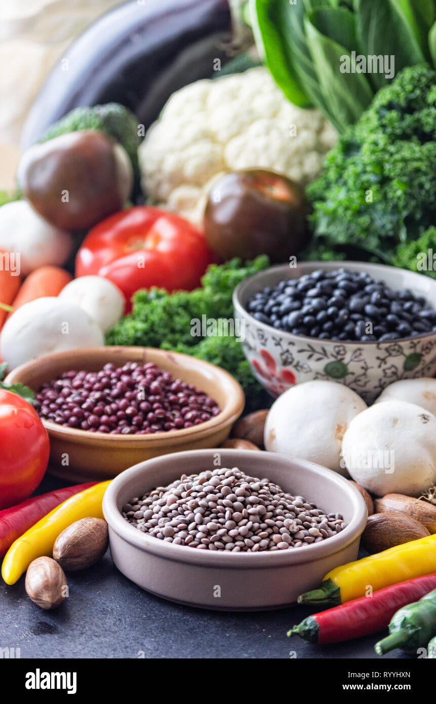 A table with beans and mixed vegetables Stock Photo Alamy