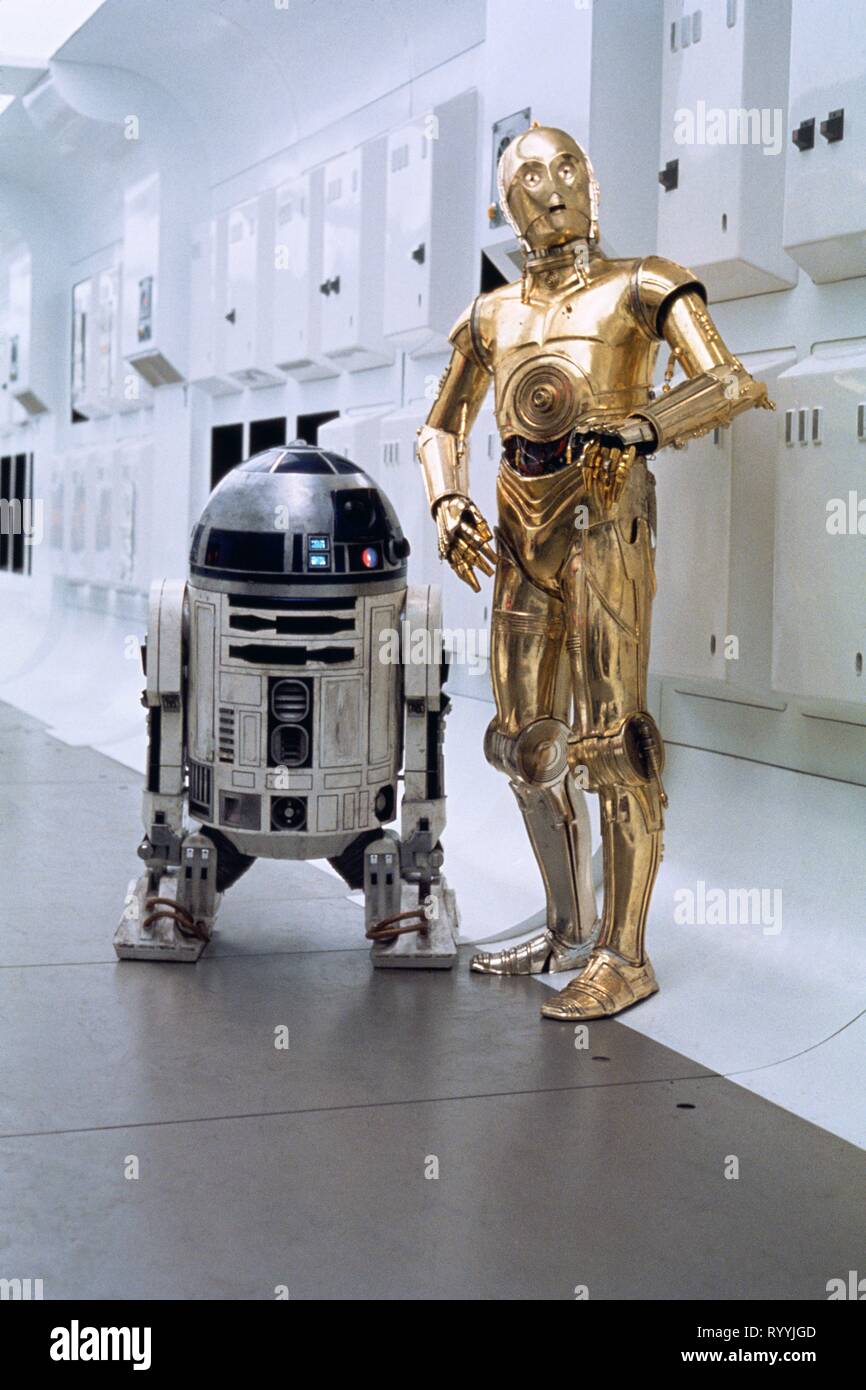 KENNY BAKER, ANTHONY DANIELS, STAR WARS: EPISODE IV - A NEW HOPE, 1977 Stock Photo