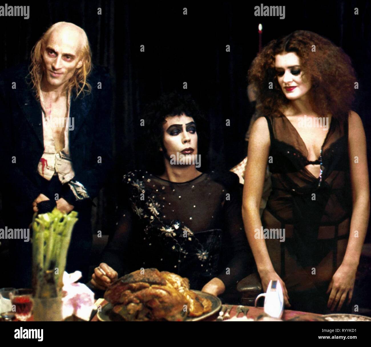 RICHARD O'BRIEN, TIM CURRY, PATRICIA QUINN, THE ROCKY HORROR PICTURE SHOW, 1975 Stock Photo