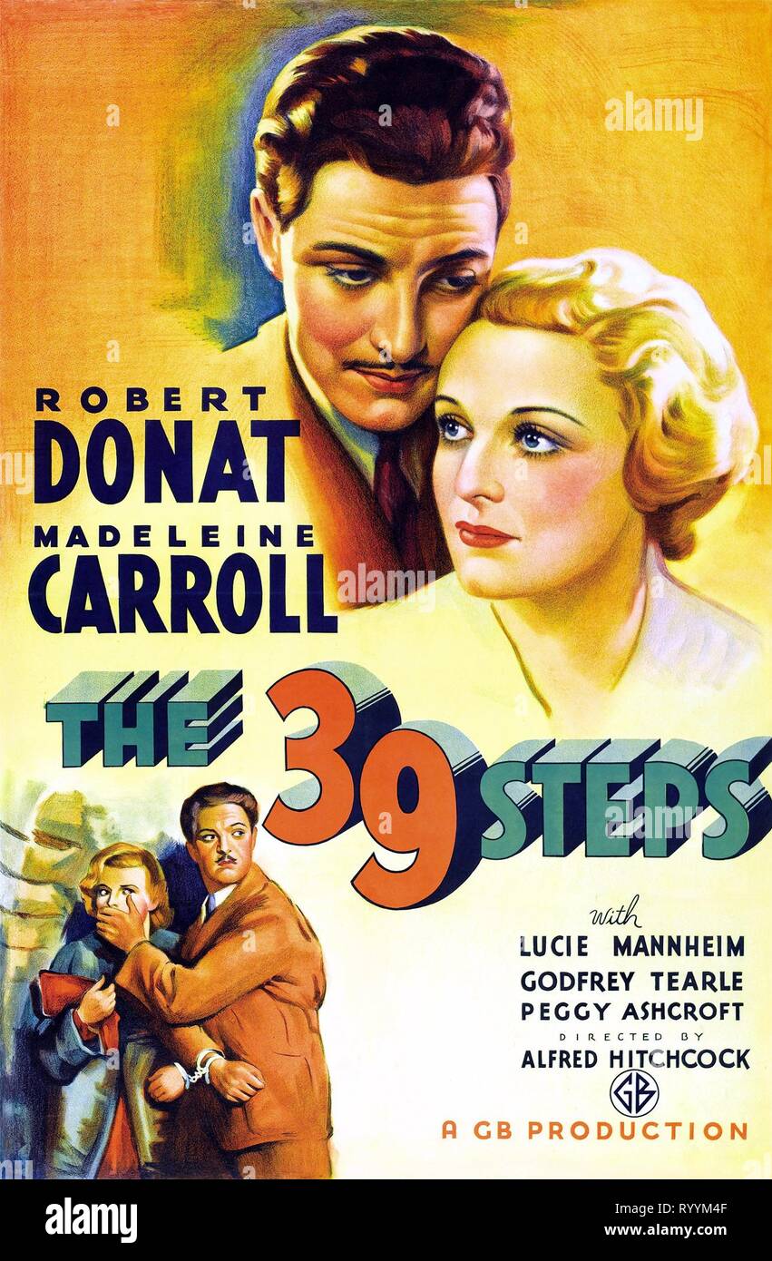 ROBERT DONAT, MADELEINE CAROLL POSTER, THE 39 STEPS, 1935 Stock Photo