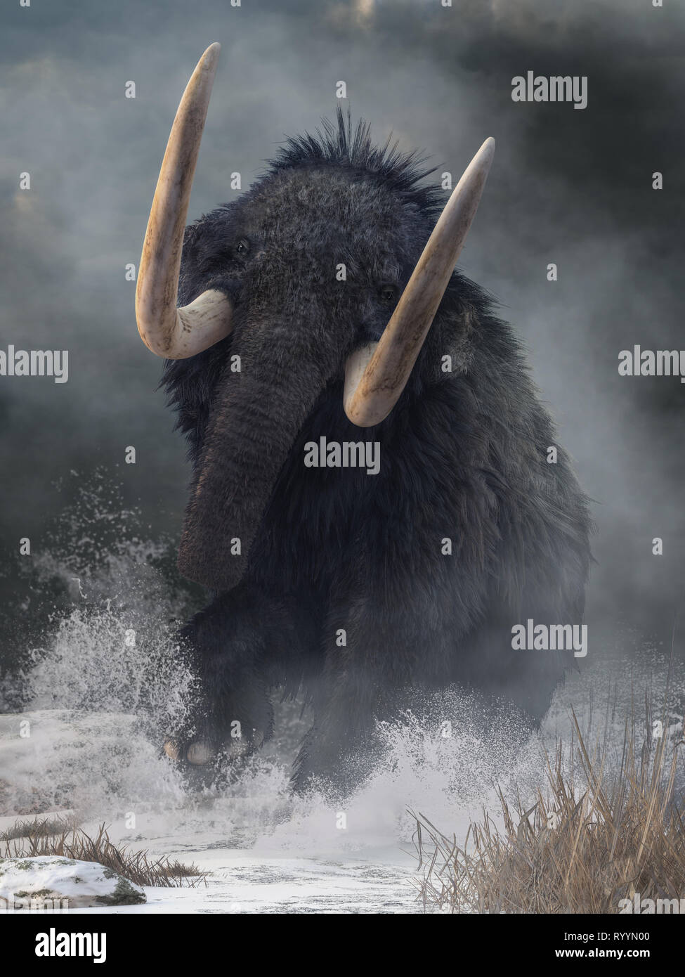 A raging mammoth charges at you. Crashing through the ice age snow