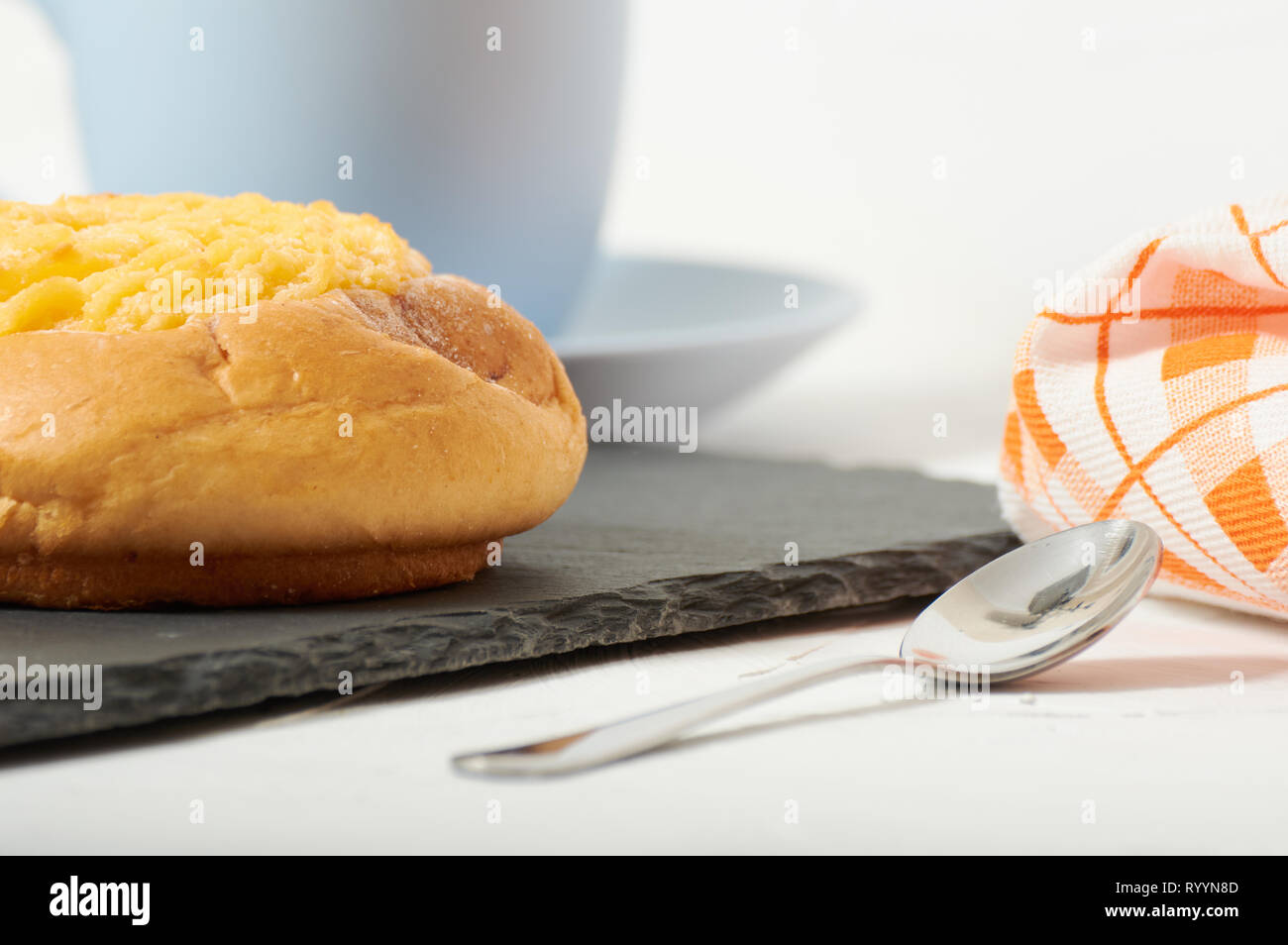 breakfast with coconut cream bun Stock Photo Alamy