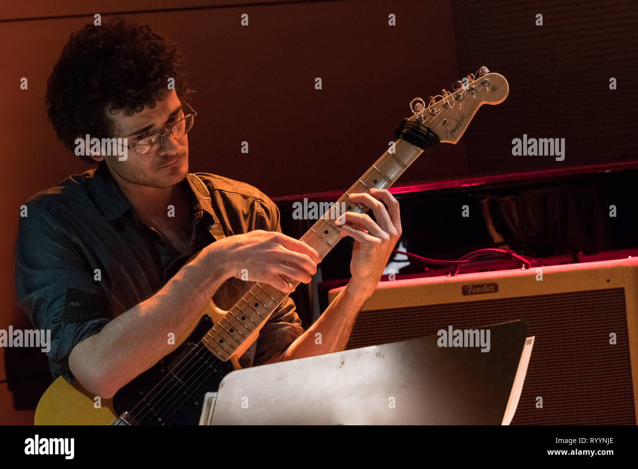 Rome, Italy. 14th Mar, 2019. The young jazz double bass player ...