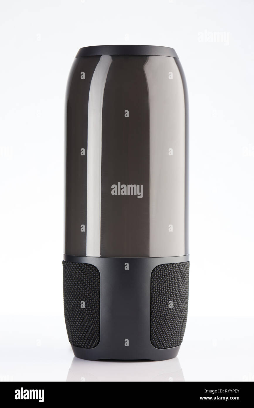 Bluetooth black portable speaker isolated on white background Stock Photo
