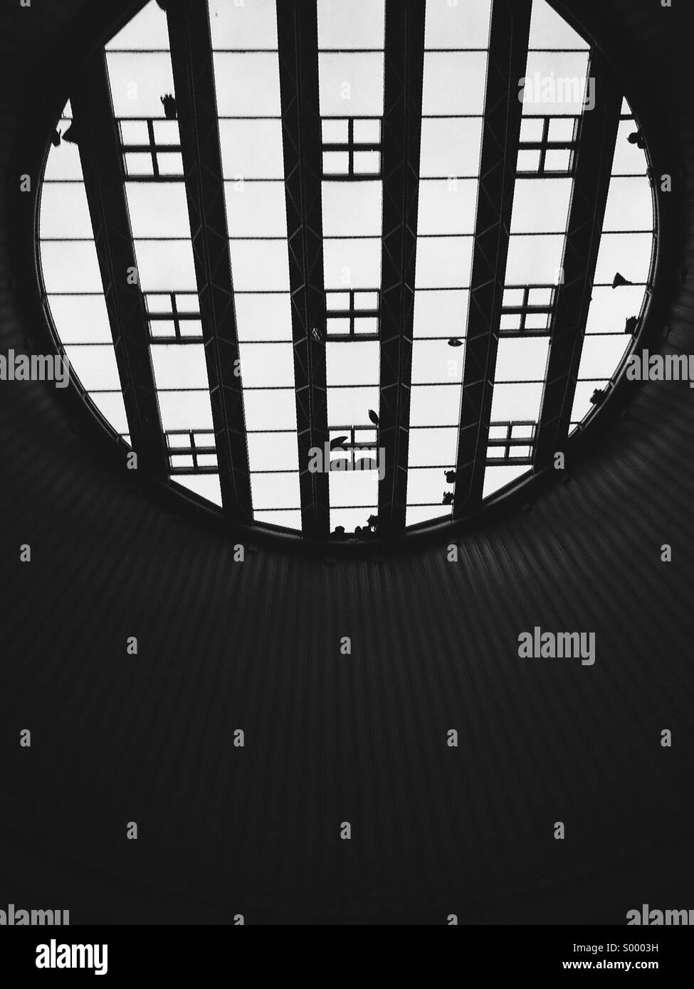 Looking up at massive skylight, Star City, Birmingham - Smartphone Captured Stock Image