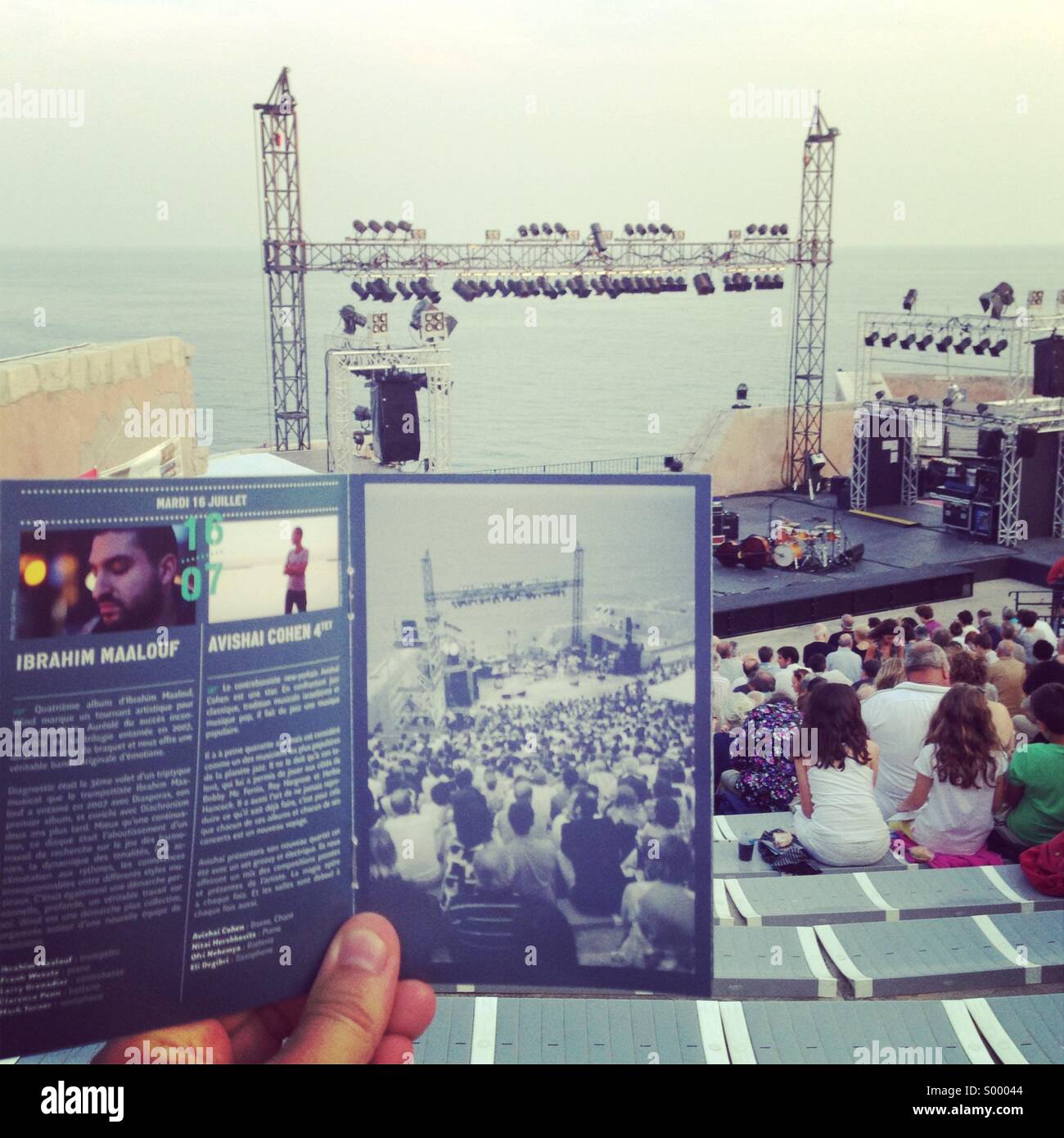 Outdoor concert at the theatre de la mer, sete, Southern France - Smartphone Captured Stock Image