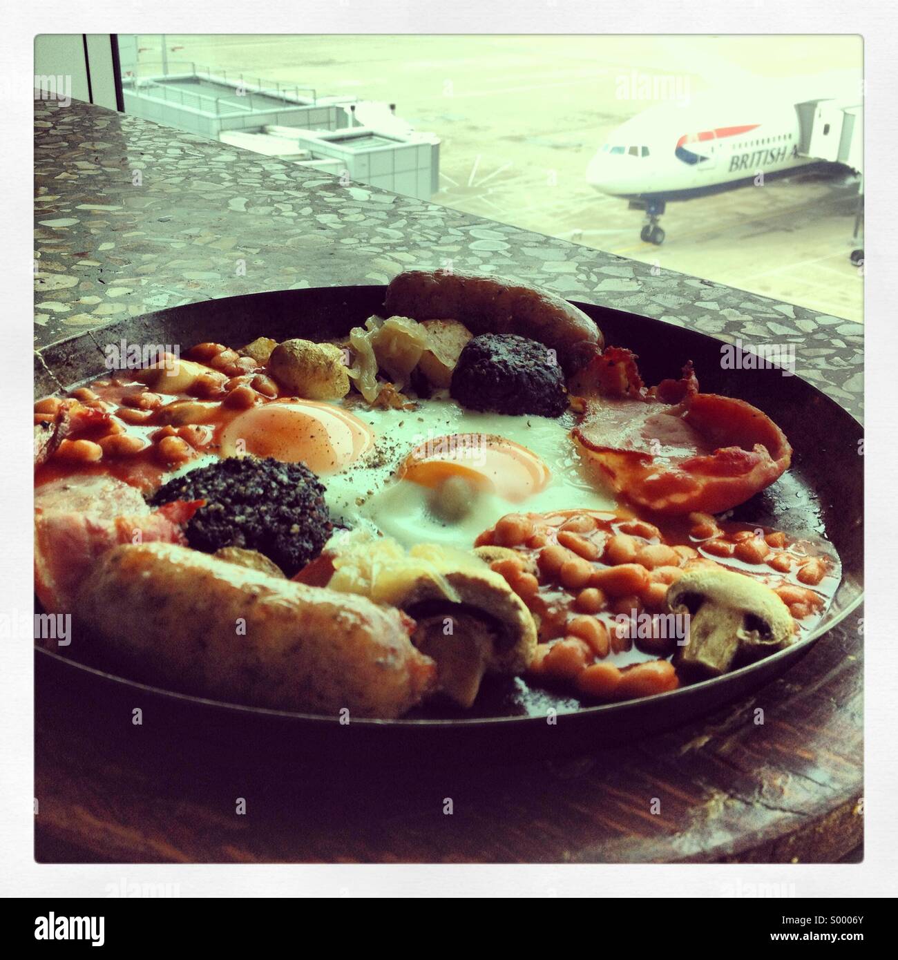 Enormous full English breakfast, Gatwick Airport , Uk Stock Photo Alamy