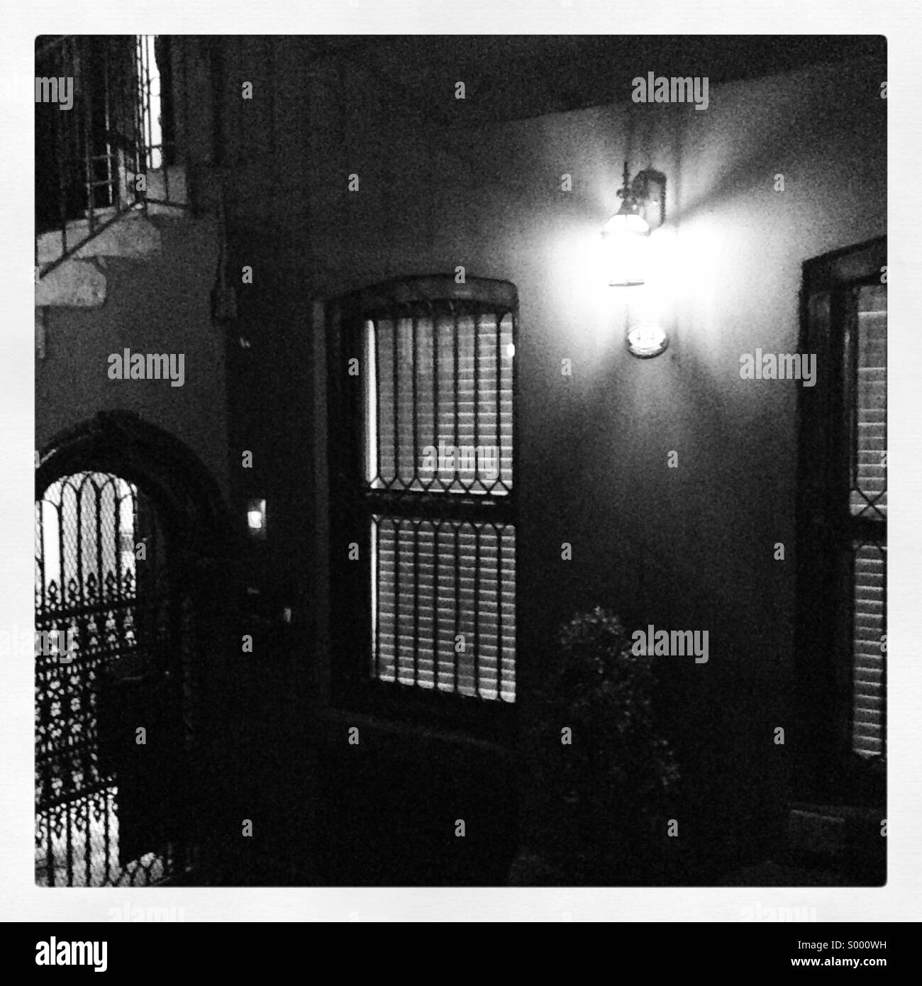 Black and white scene, New York City apartment Stock Photo