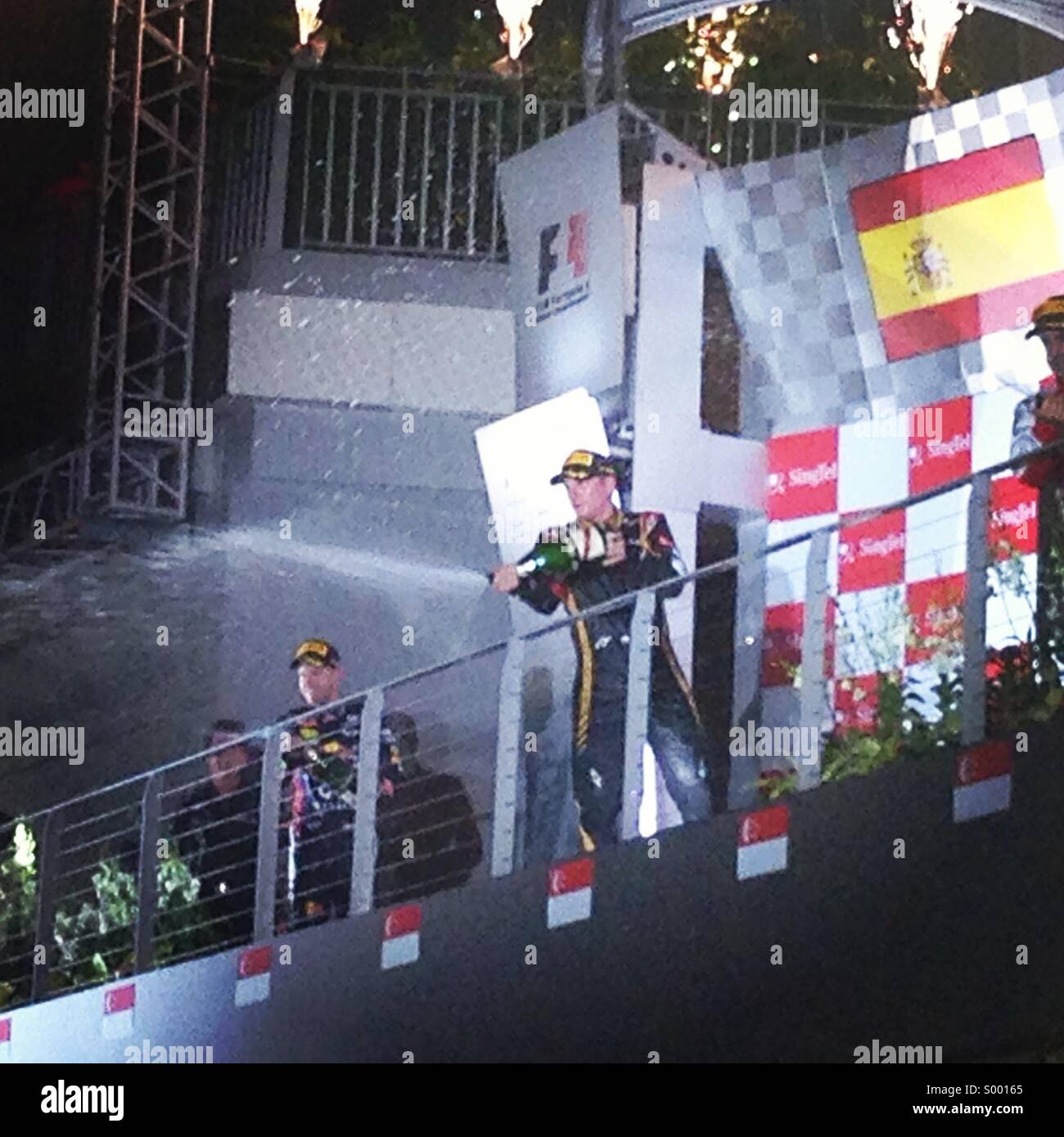 Winners podium at the Singapore GP, 2013 Stock Photo