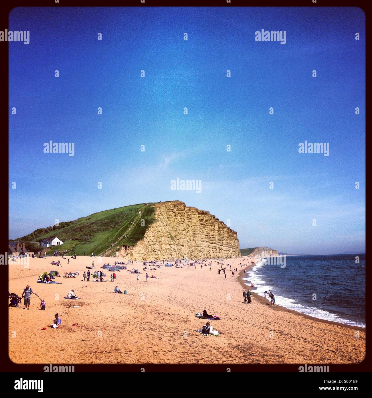 Beach and cliffs at West Bay ,Bridport, West Dorset, England Stock