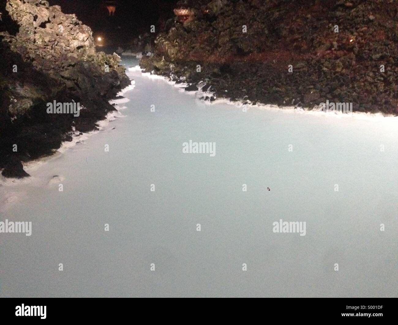 Blue Lagoon in Iceland by night. - Smartphone Captured Stock Image