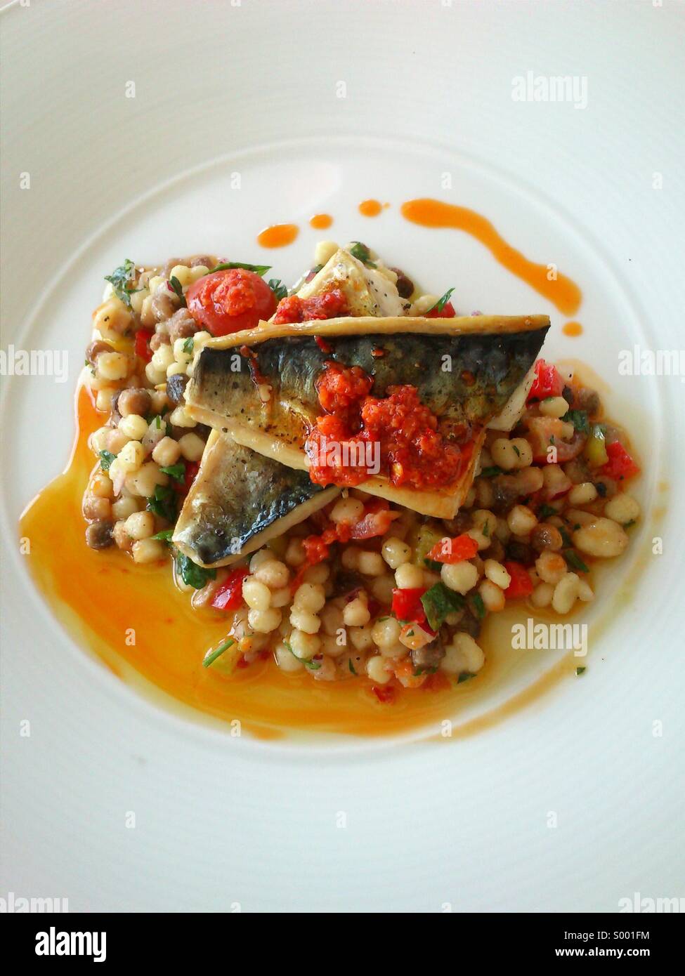 Mackerel, Jamie Oliver style Stock Photo Alamy