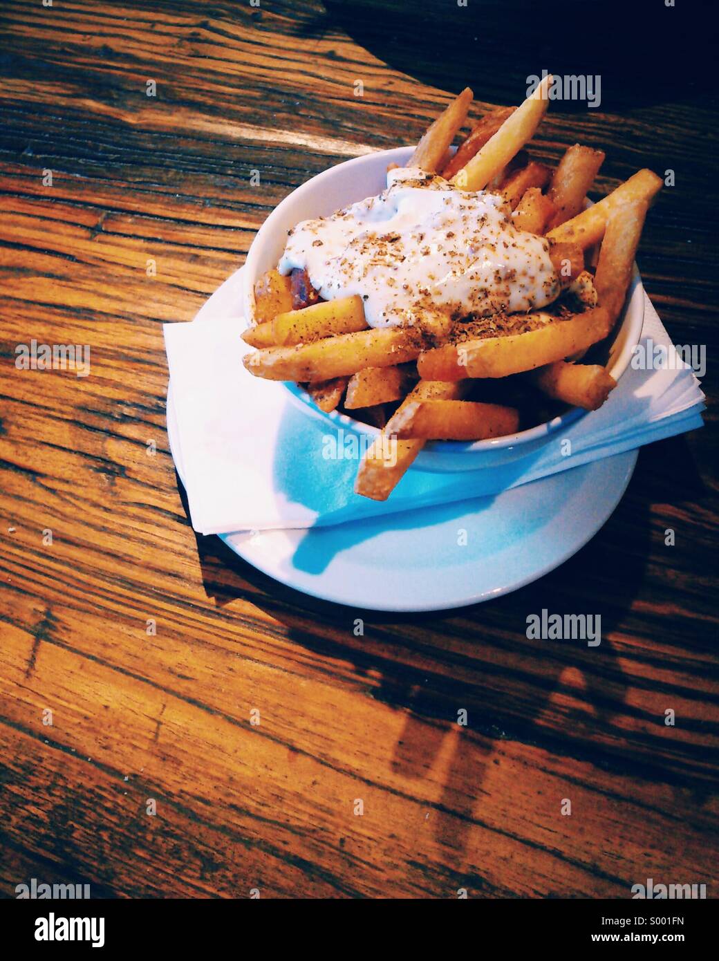 Bowl of chips with mayo Stock Photo