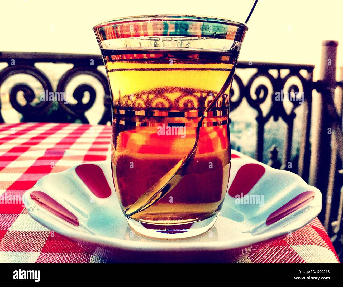 Apple Tea In A Turkish Tea Cup Stock Photo