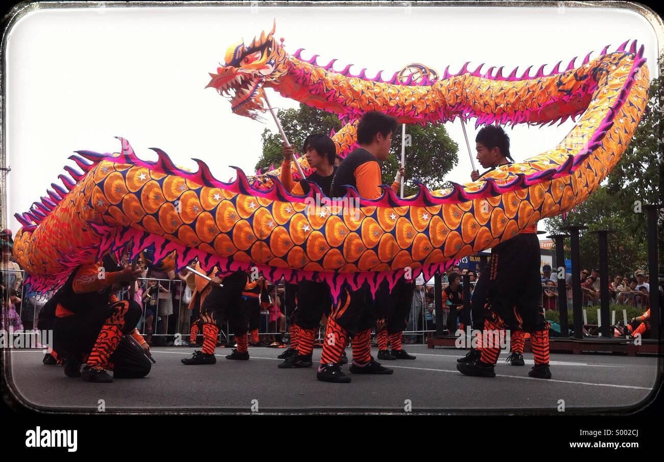 Chinese New Year dragon dance, Melbourne, Australia. Stock Photo