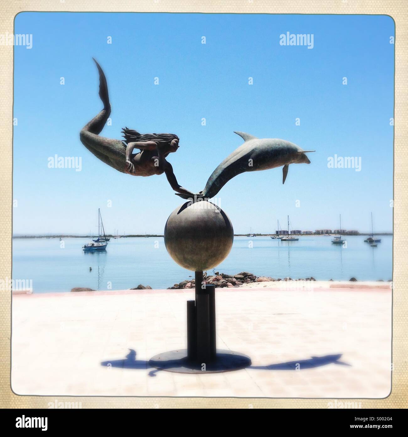 Mermaid and Dolphin Sculpture, La Paz, Baja, Mexico Stock Photo Alamy