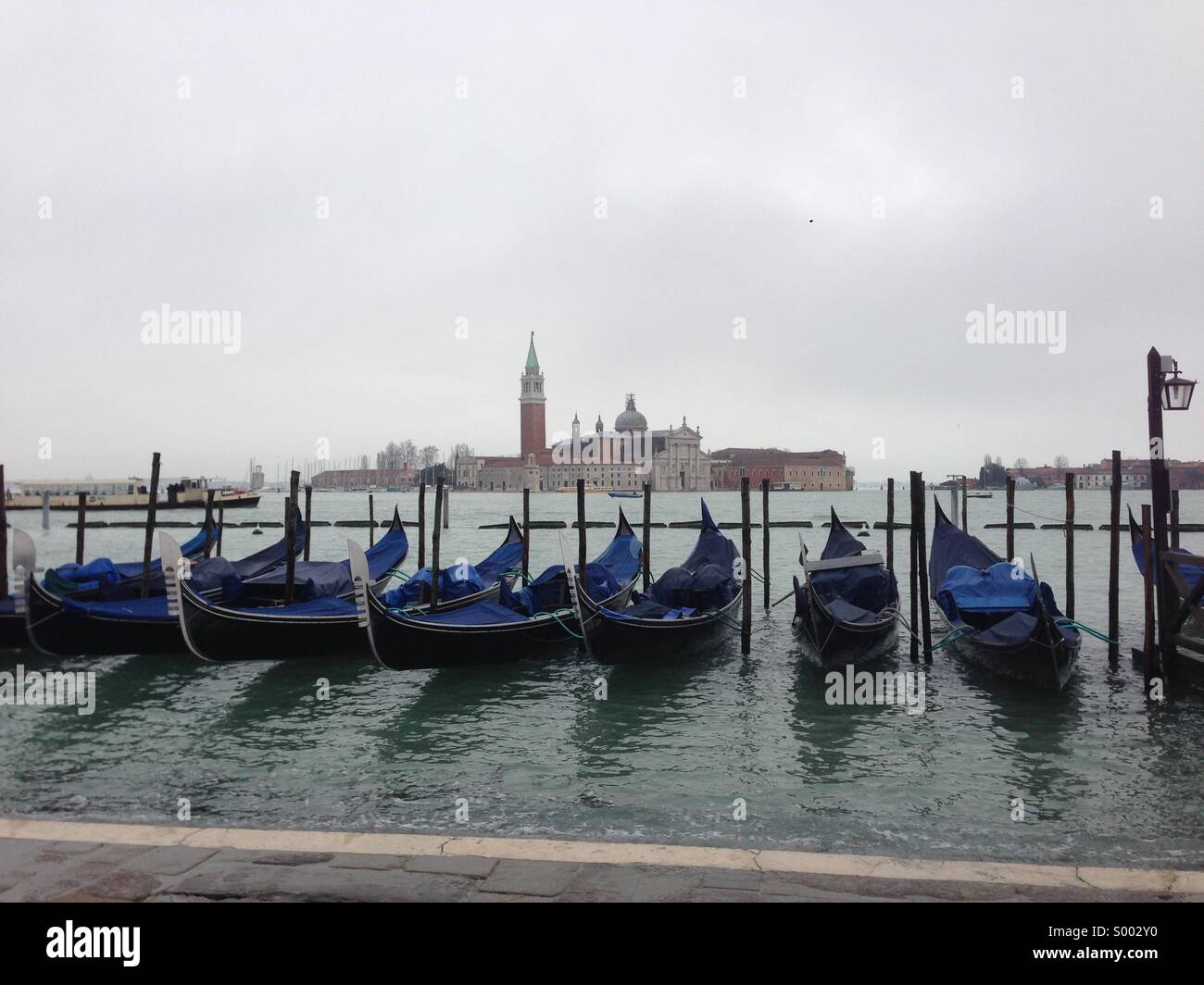 Gondolas on Venice lagoon Stock Photo - Alamy