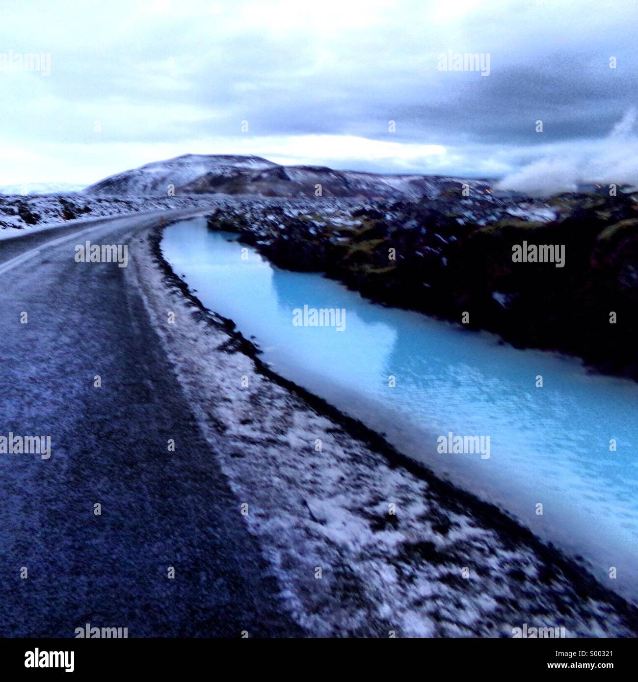 Roadway in Iceland near the Blue Lagoon. - Smartphone Captured Stock Image