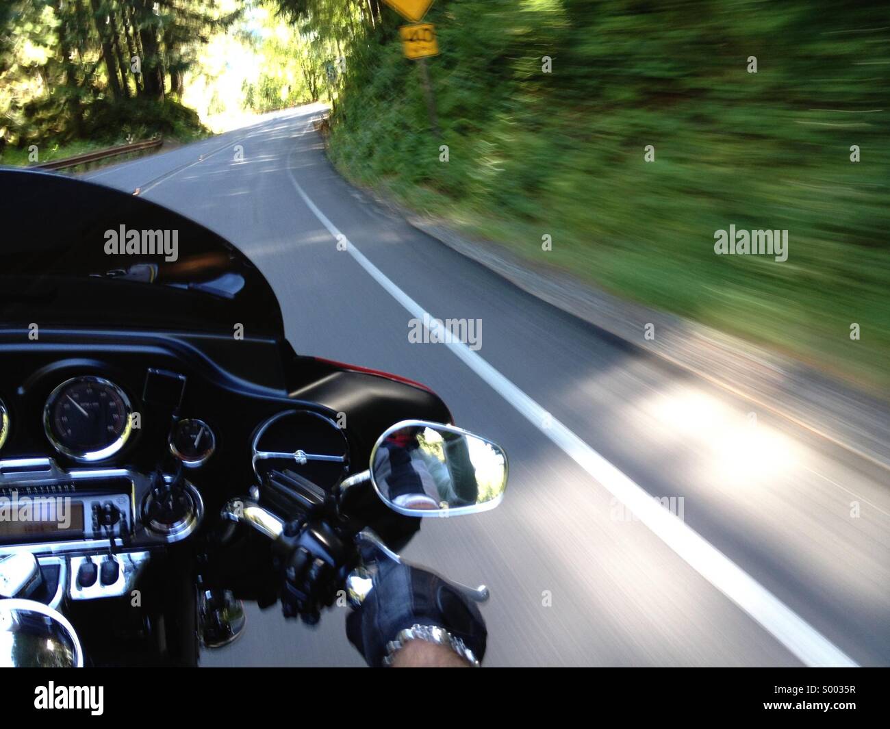Passenger's view from back of motorcycle - Smartphone Captured Stock Image