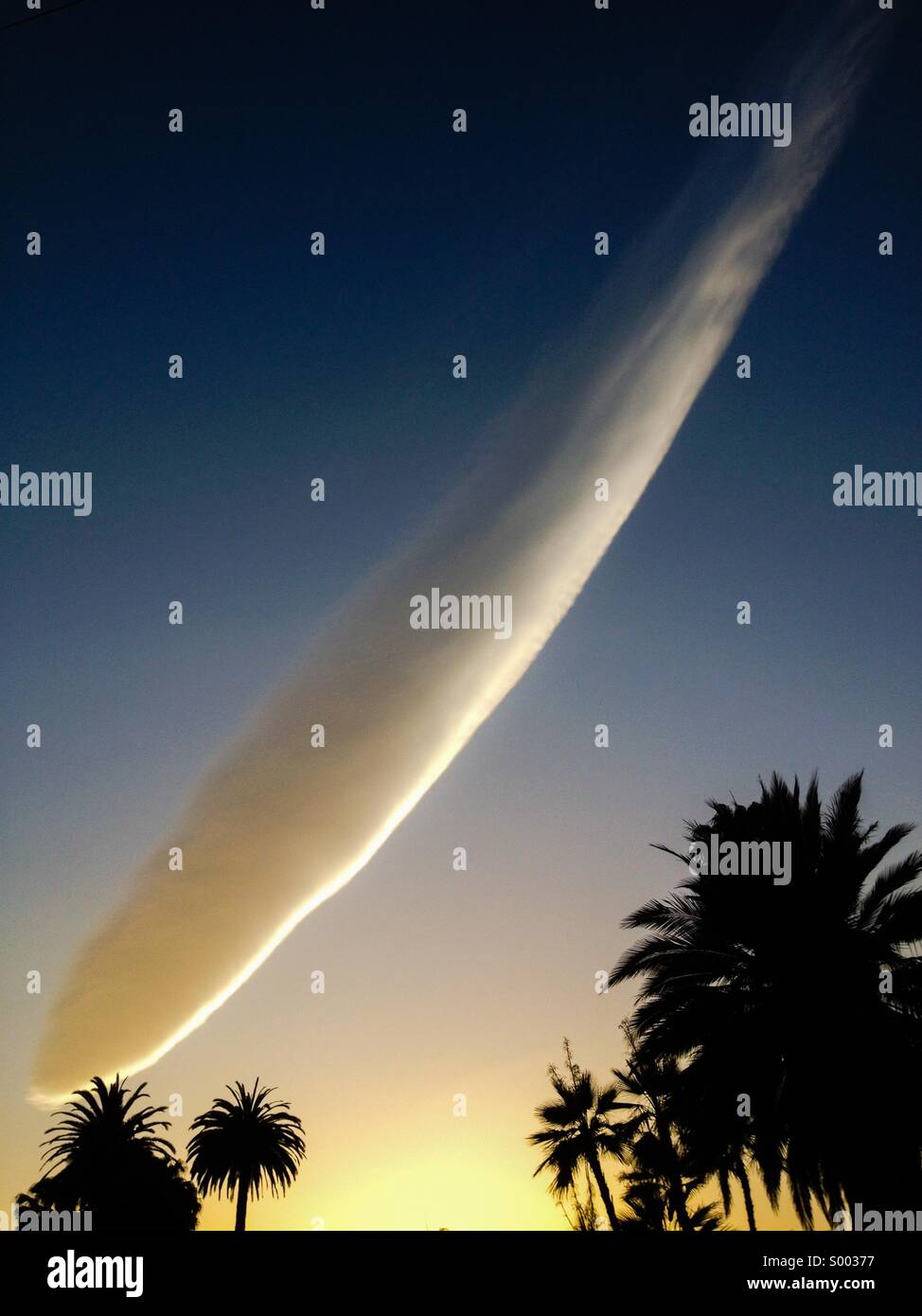 Wing like cloud formation over Santa Barbara, CA, USA - Smartphone Captured Stock Image