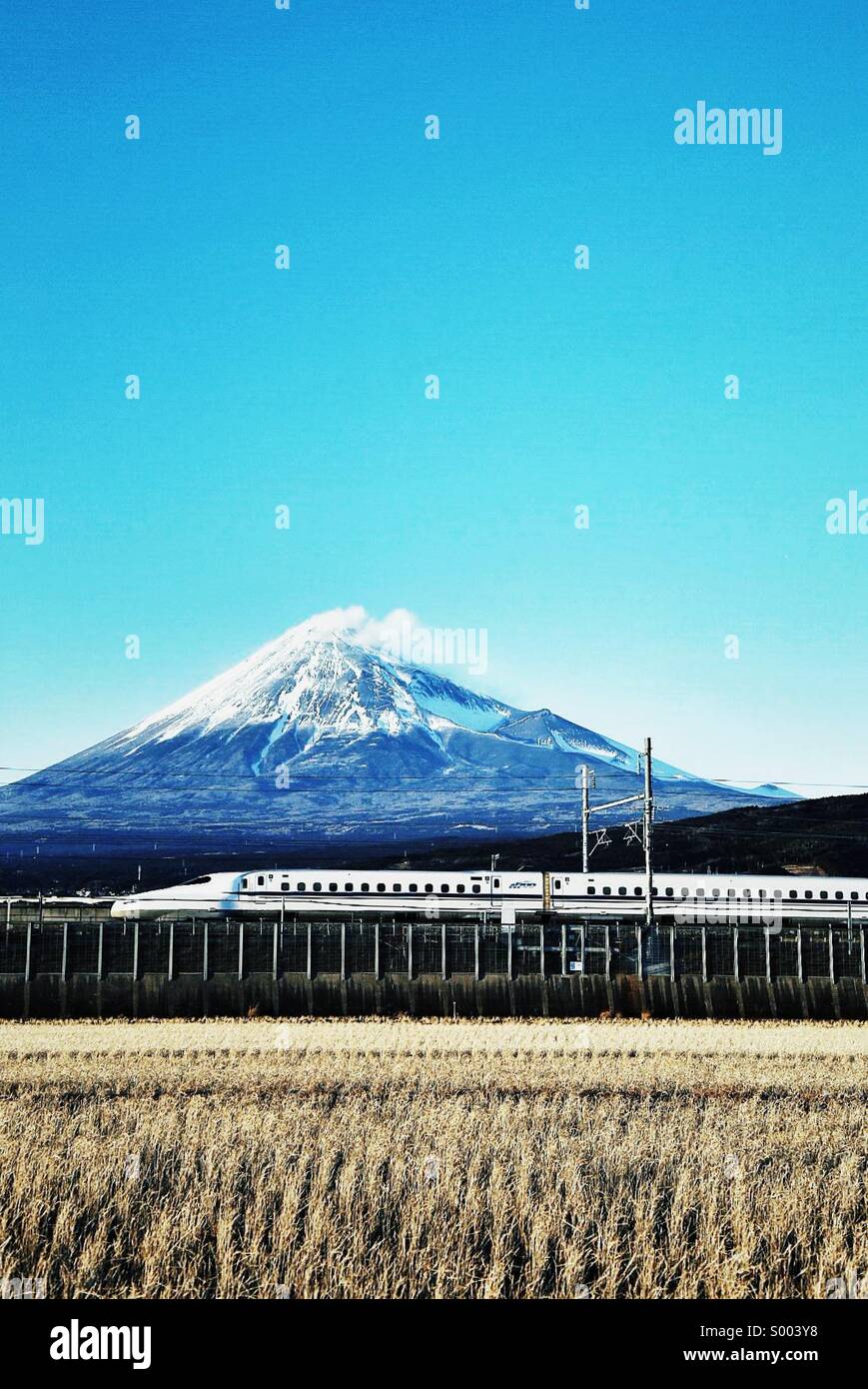 Mt.Fiji and Shinkansen Stock Photo