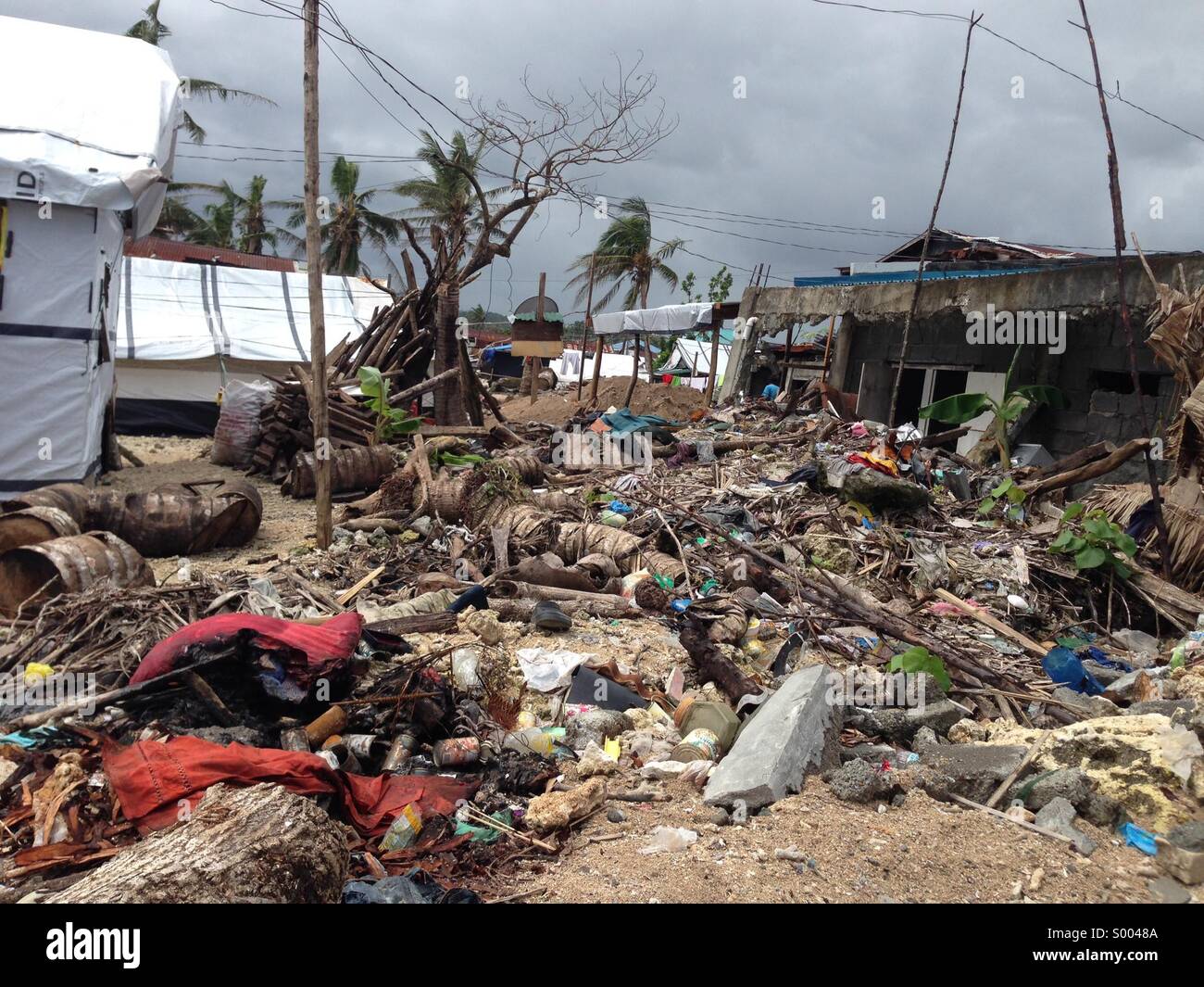 Super typhoon Hayan, also known as Yolanda, hit the Island of Samar, Philippines. Stock Photo