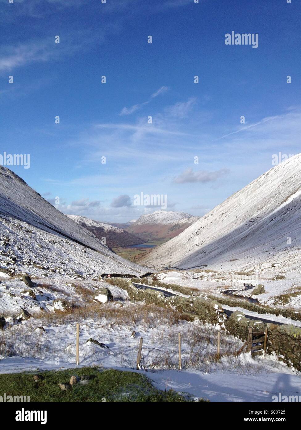 Kirkstone Pass, Cumbria in snow Stock Photo