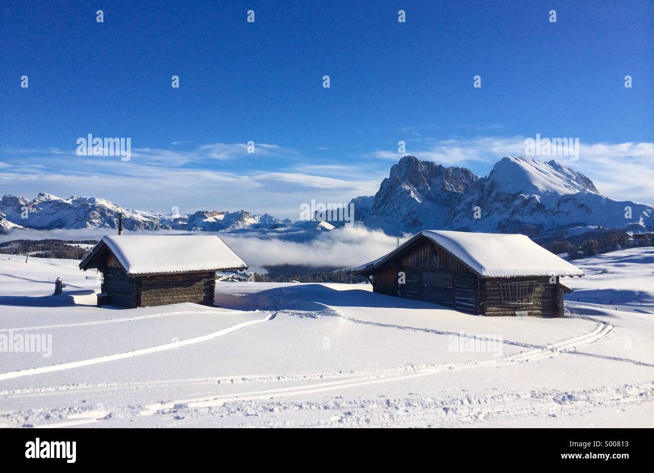 Typical old barns in the Dolomites in Italy - Smartphone Captured Stock Image