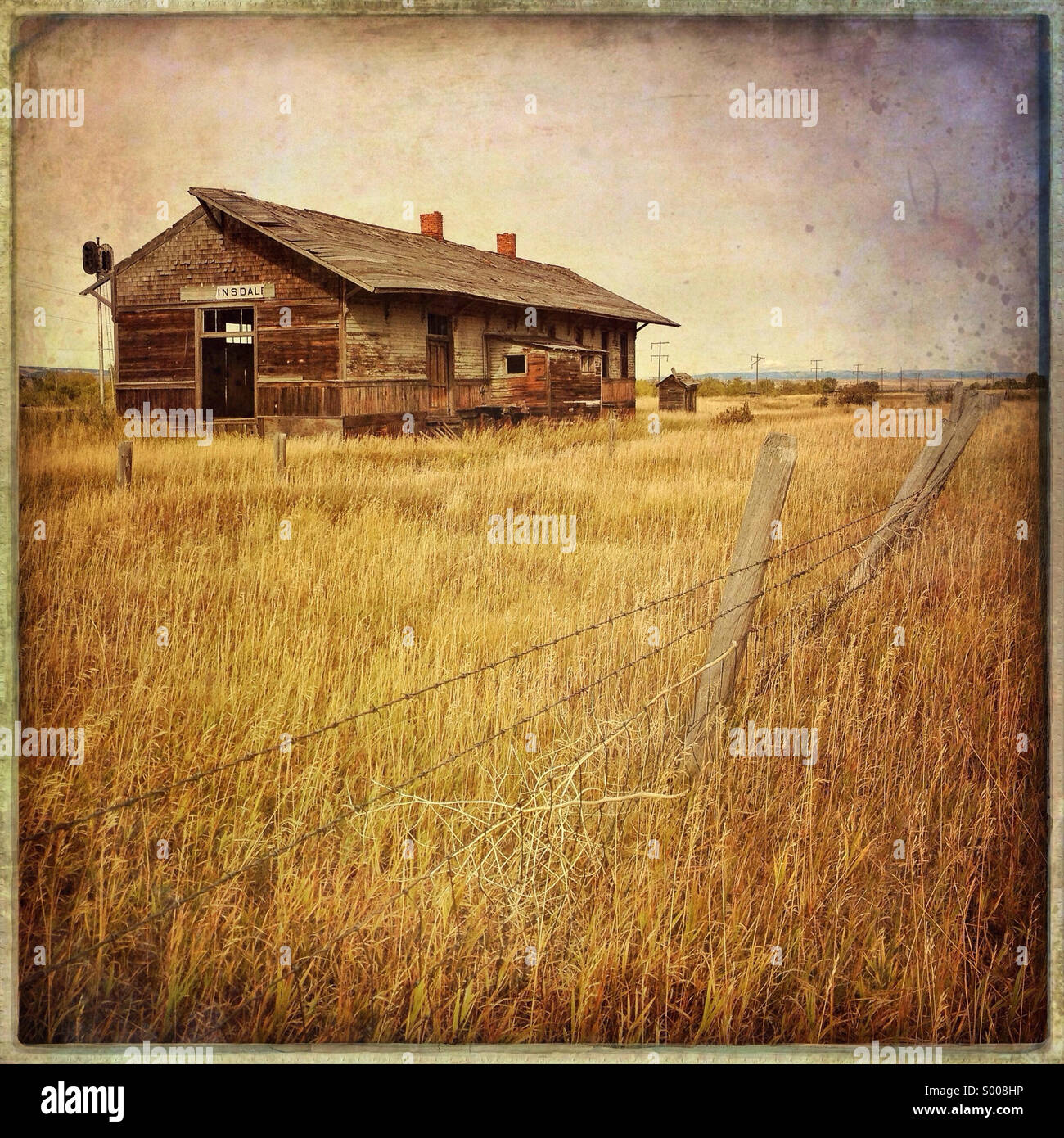 The Old Milwaukee Road Depot in Martinsdale Montana - Smartphone Captured Stock Image