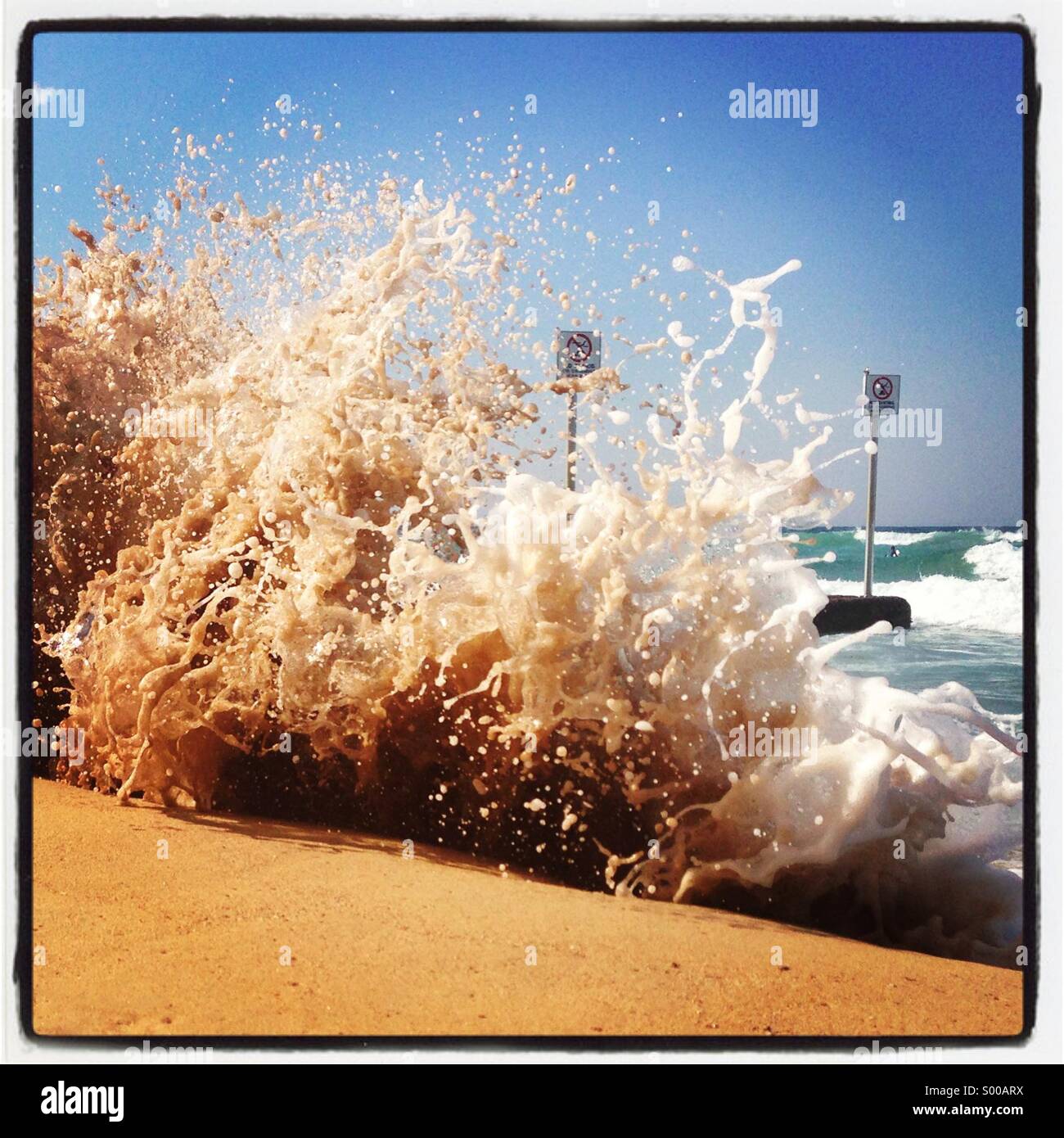 Large foamy waves on Manly beach, Sydney, nsw, Australia Stock Photo