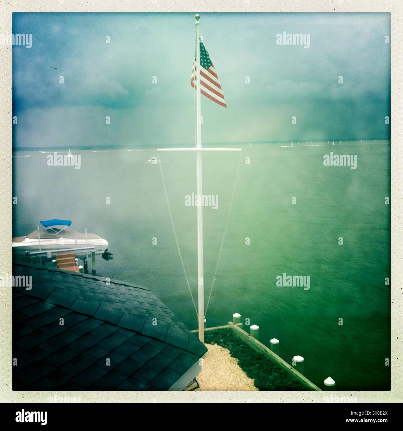 Pier in Barnegat Bay NJ Stock Photo Alamy