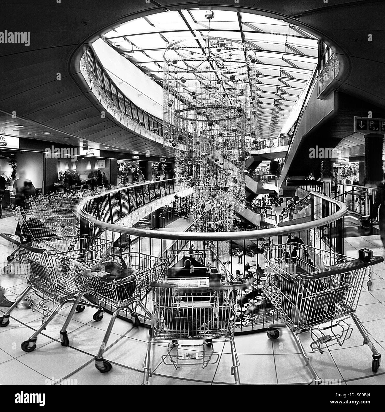 shopping mall with trolleys Stock Photo