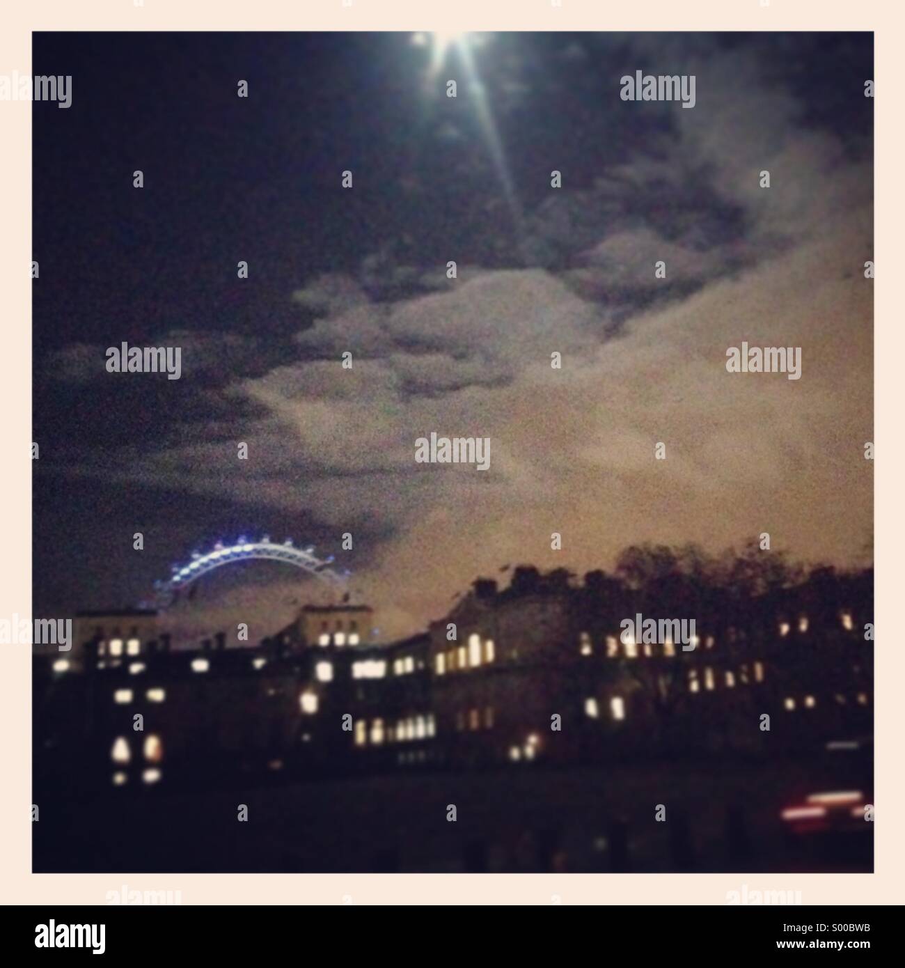 The London eye under moonlight - Smartphone Captured Stock Image