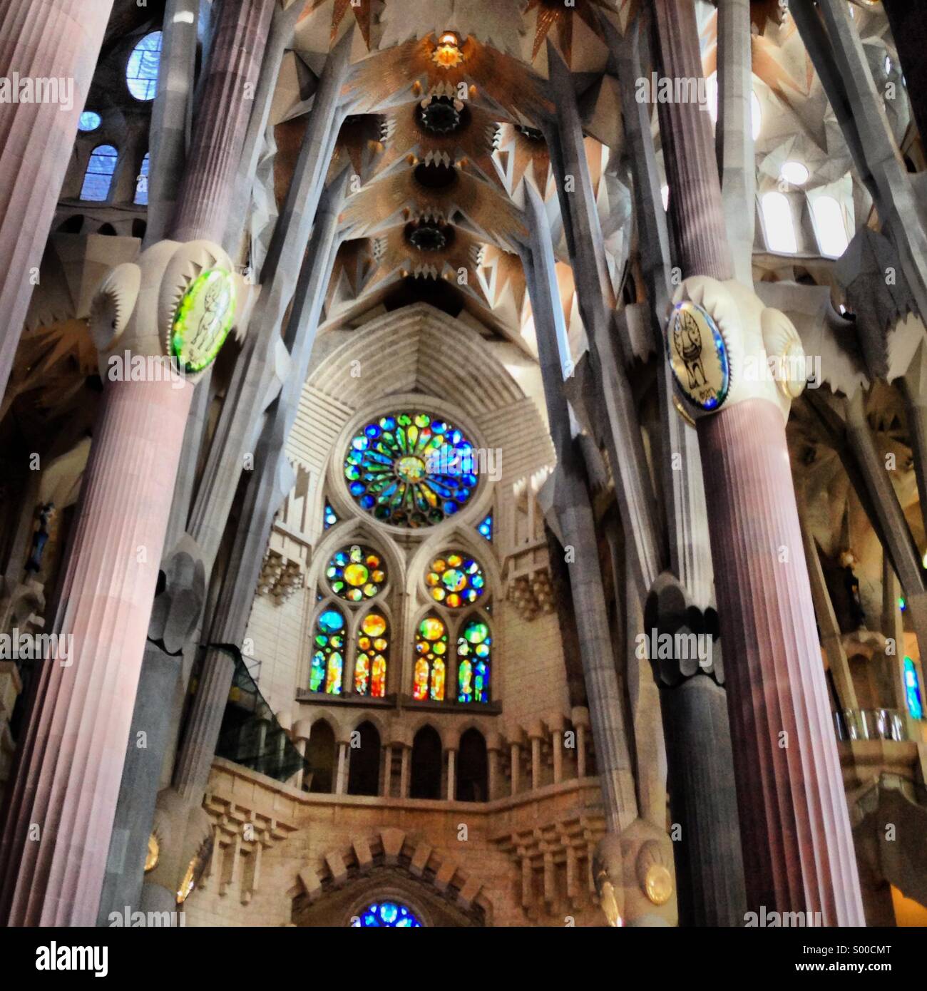 Inside the Sagrada Familia cathedral in Barcelona, Spain Stock Photo ...