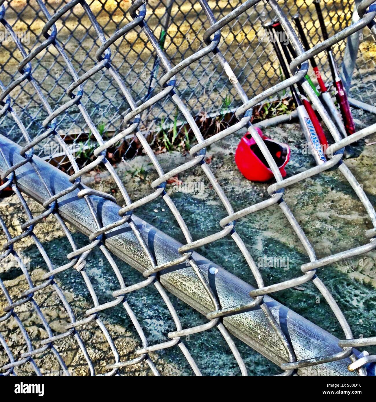 Youth baseball batting cage. Stock Photo