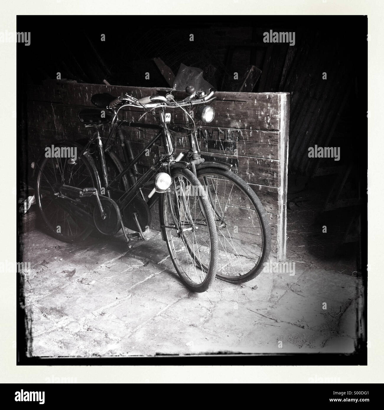 Old fashioned bicycles in barn Stock Photo - Alamy