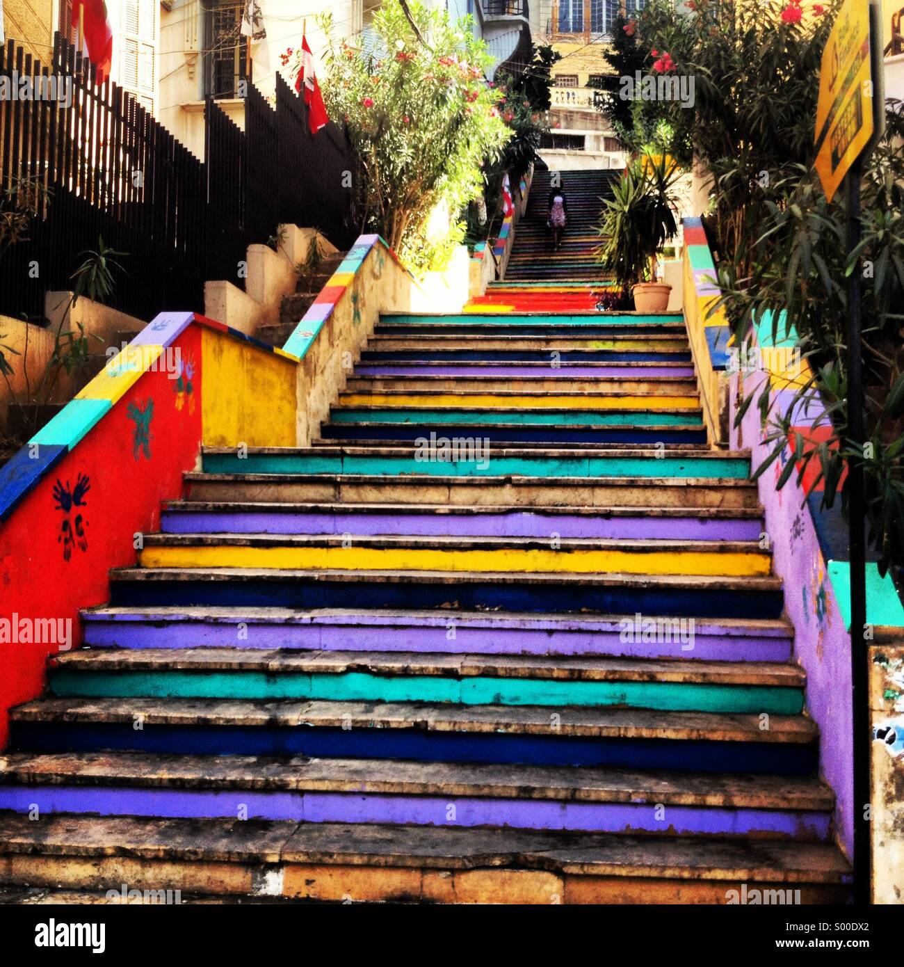 Painted stairs in Achrafieh, Beirut Stock Photo