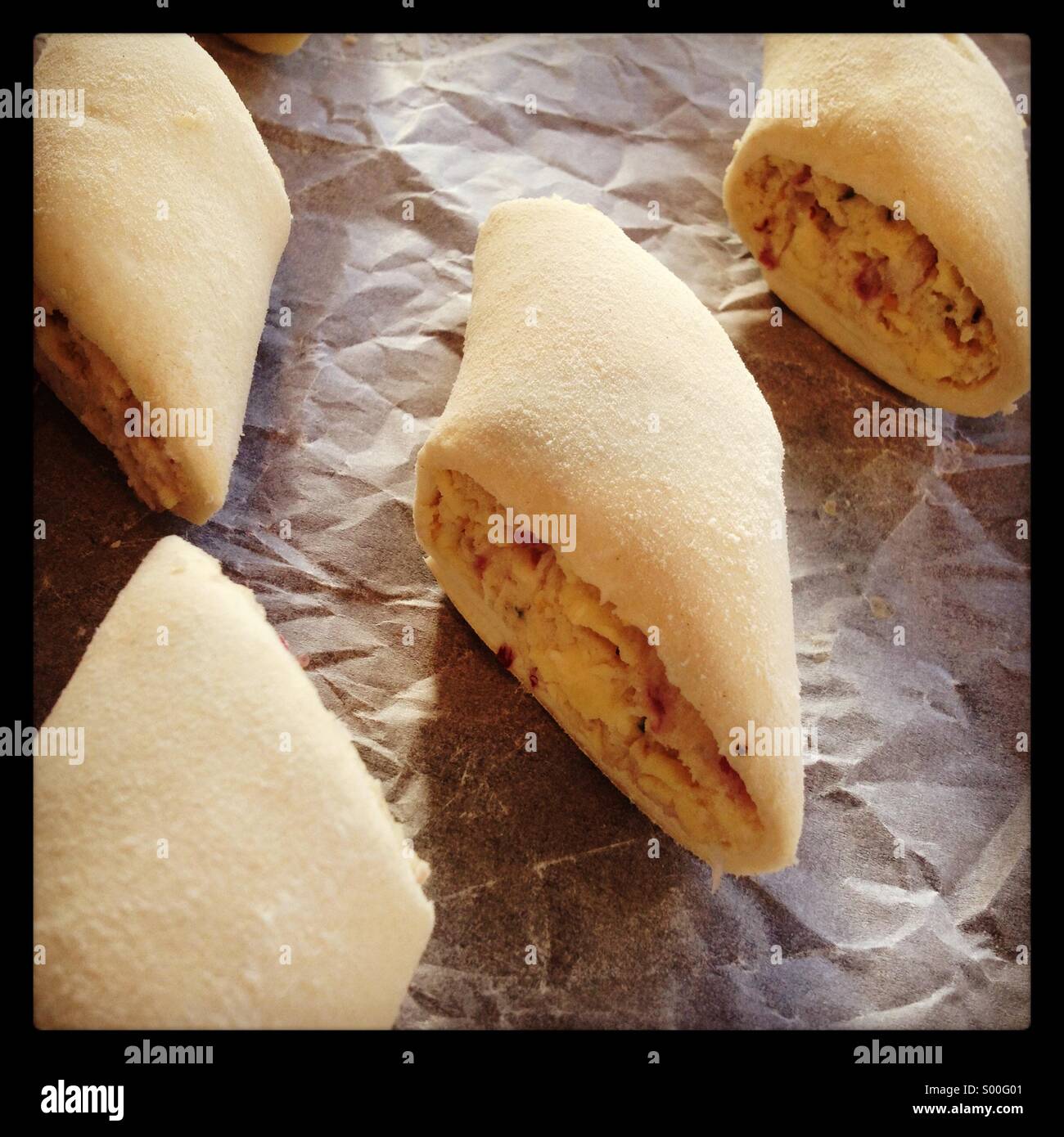 Vegetarian sausage rolls uncooked Stock Photo Alamy