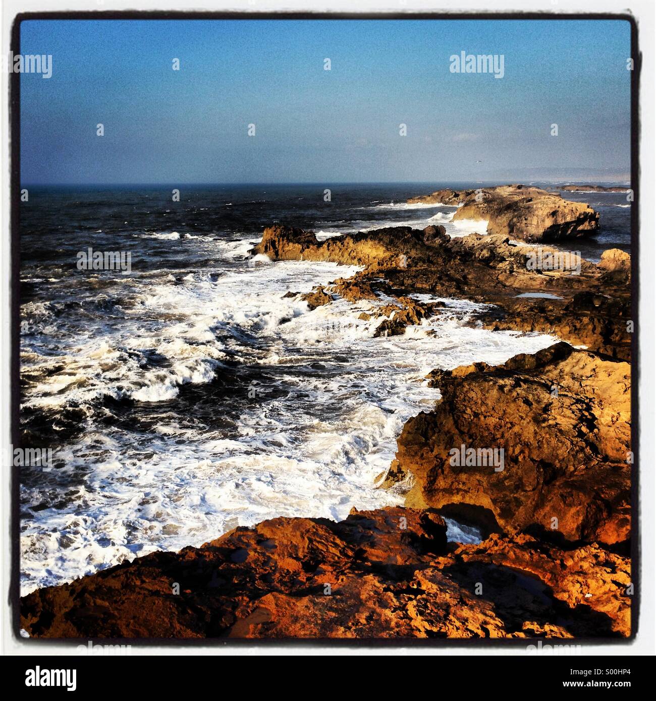 Waves, rocks and ocean, Atlantic ocean, Essaouira, Morocco - Smartphone Captured Stock Image