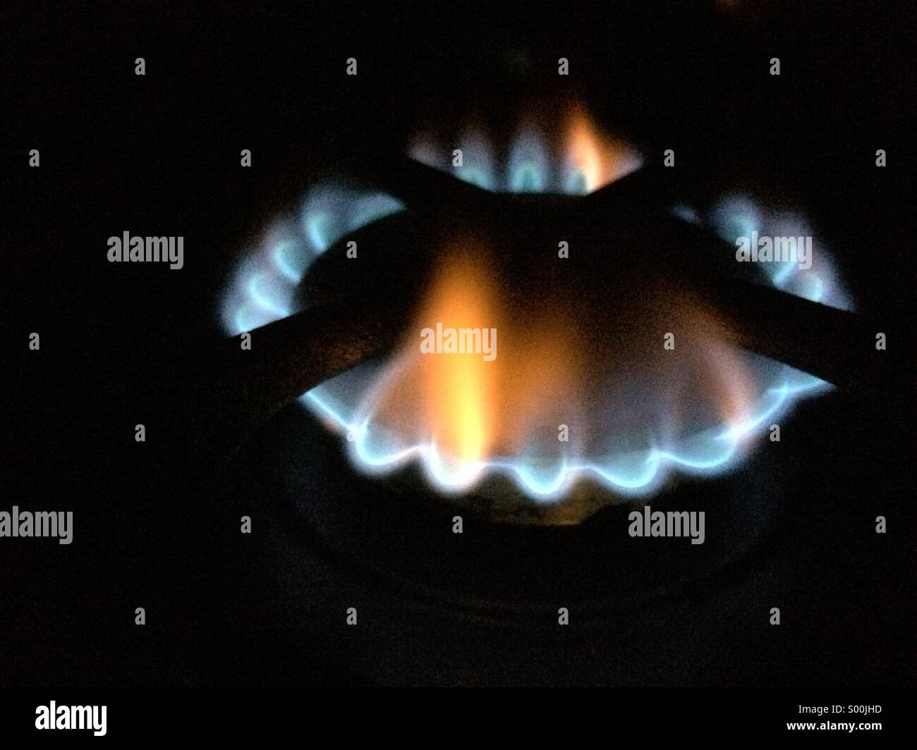 Gas hob flame Stock Photo Alamy