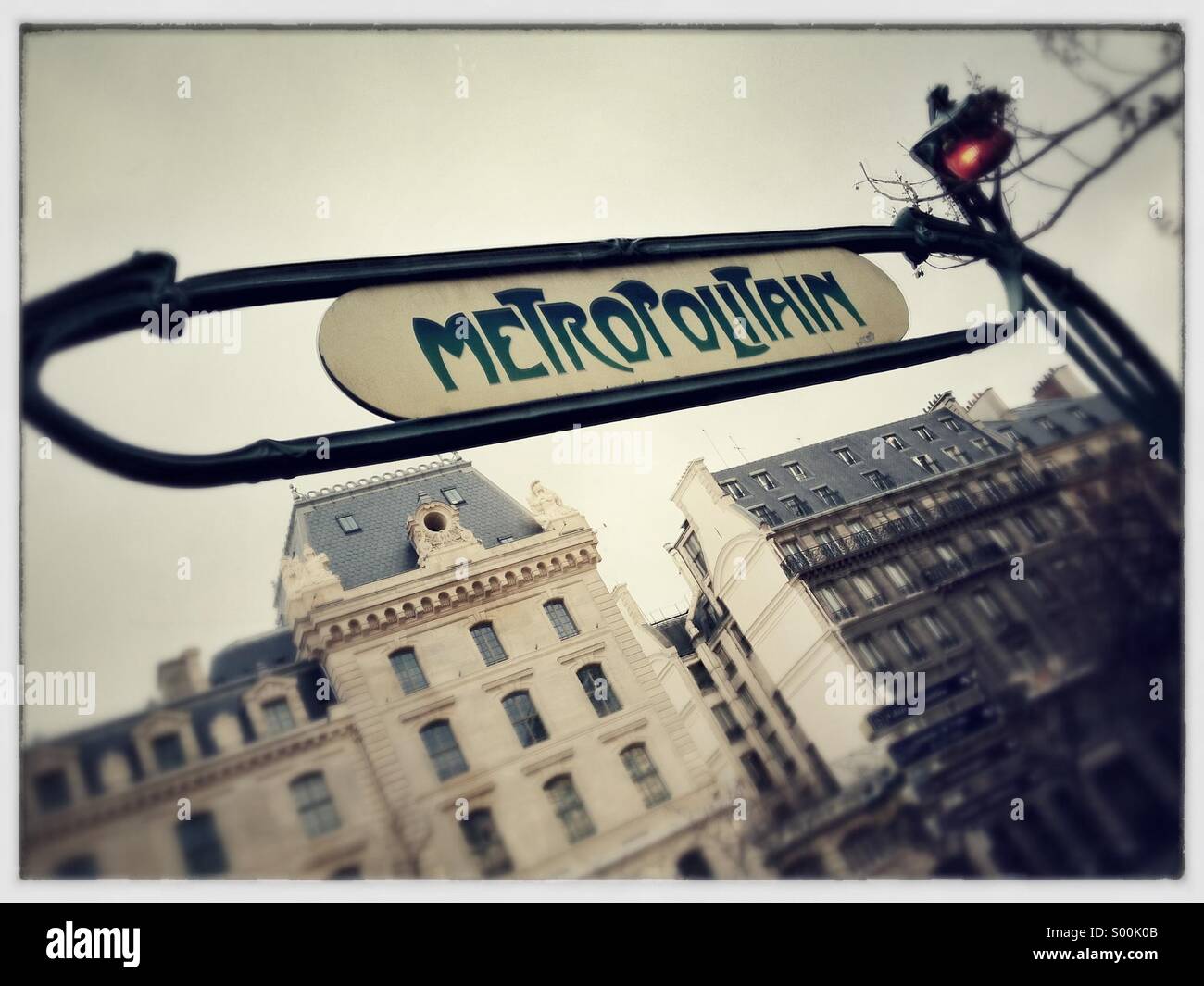 Metro sign at underground station in central Paris, France. - Smartphone Captured Stock Image