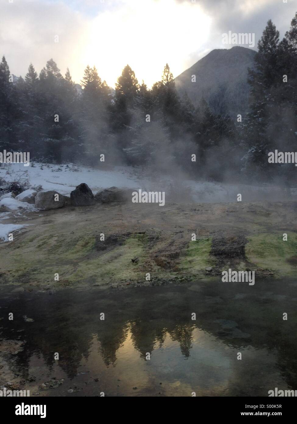 Morning Light in a Hot Springs Pool - Smartphone Captured Stock Image