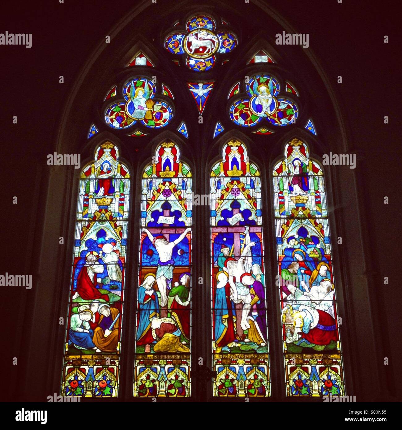 English stained glass windows. Wiltshire, England Stock Photo Alamy