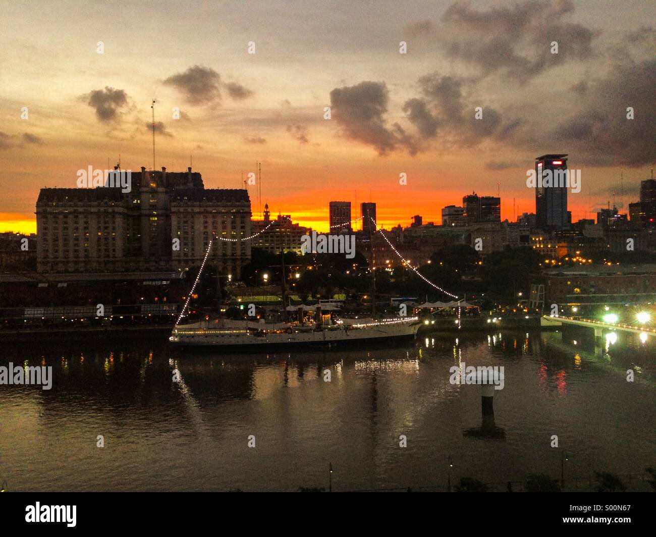 Fragata Sarmiento moored in Puerto Madero, Buenos Aires. Argentina - Smartphone Captured Stock Image