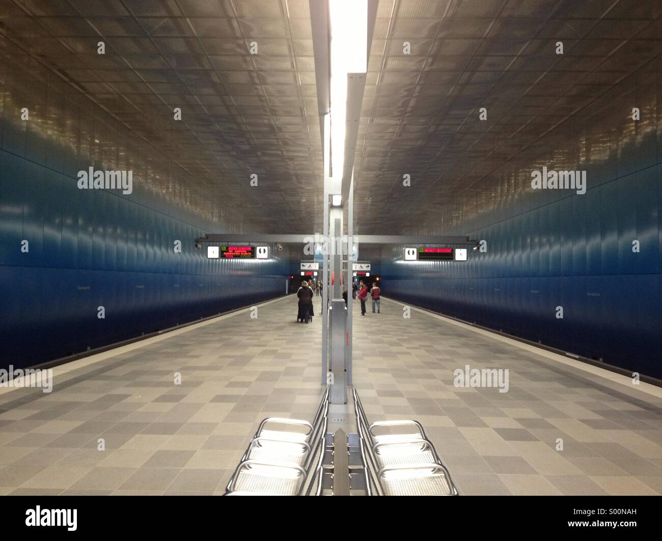 Subway station Überseequartier in HafenCity Hamburg, Germany - Smartphone Captured Stock Image