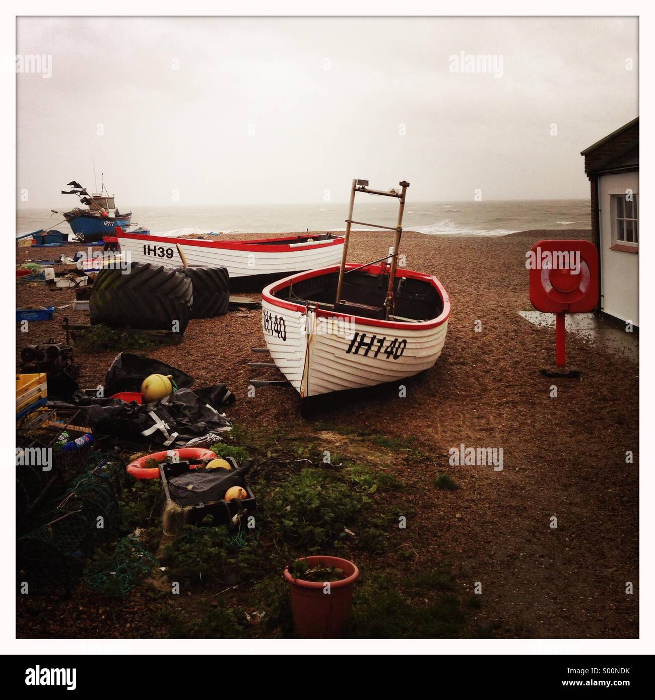 Fishing boats on coastline. - Smartphone Captured Stock Image