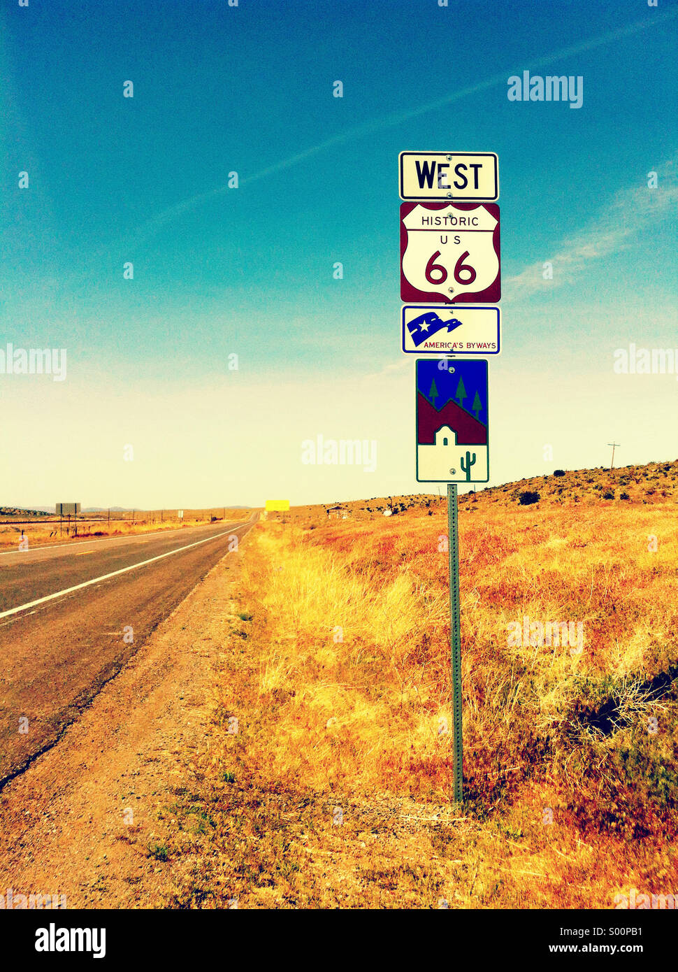 Route 66 sign in Arizona. - Smartphone Captured Stock Image