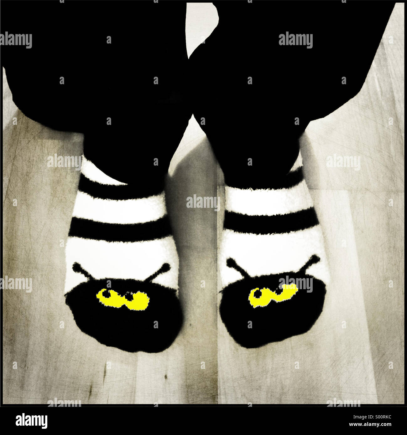 Color Popped Bee Socks - Smartphone Captured Stock Image