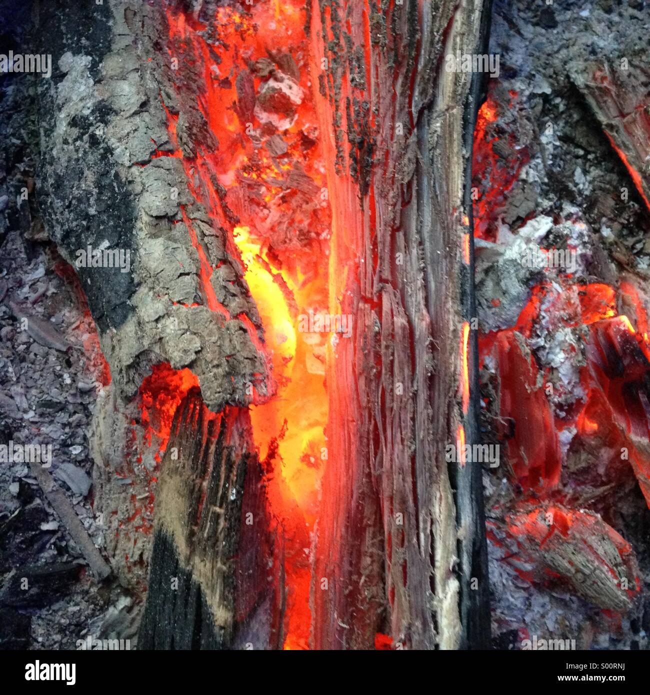 Glowing coal on fireplace - Smartphone Captured Stock Image