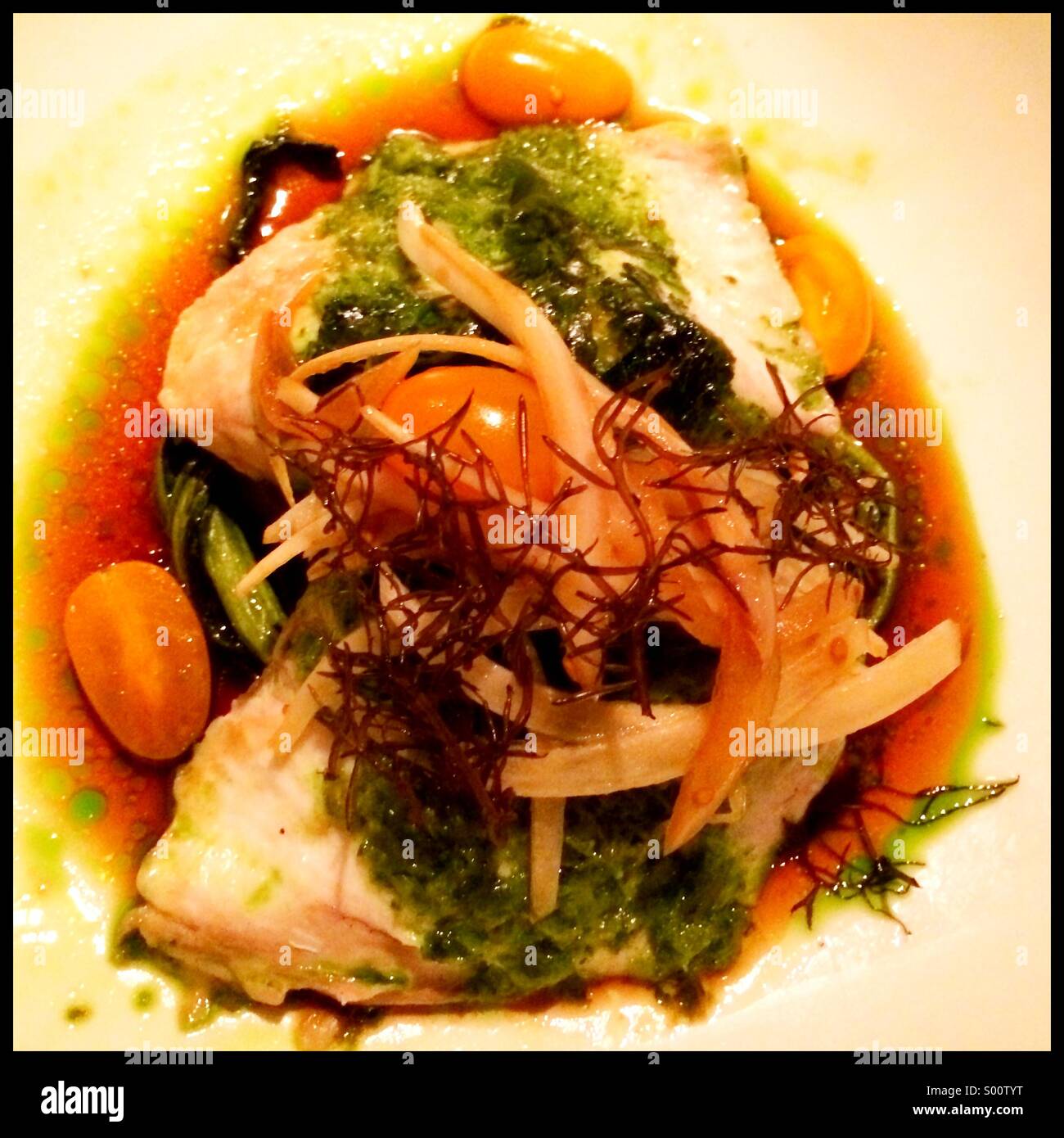 Grilled Mahi Mahi with vegetables. Roy's Seafood Restaurant, Waikaloa